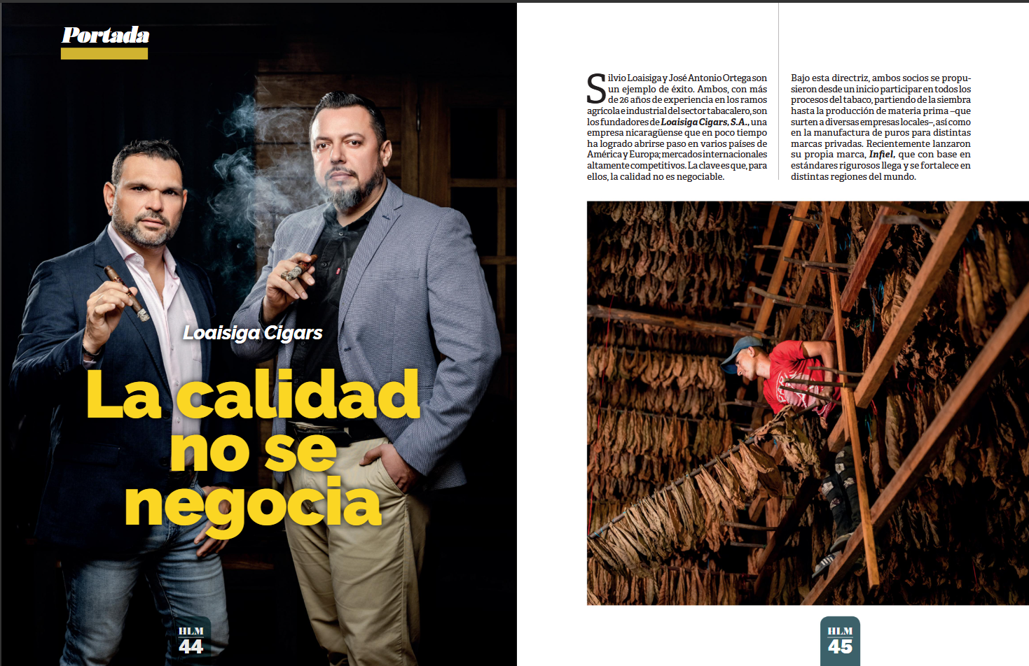 Opening page of Humo Latino featuring the founders of Loaisiga