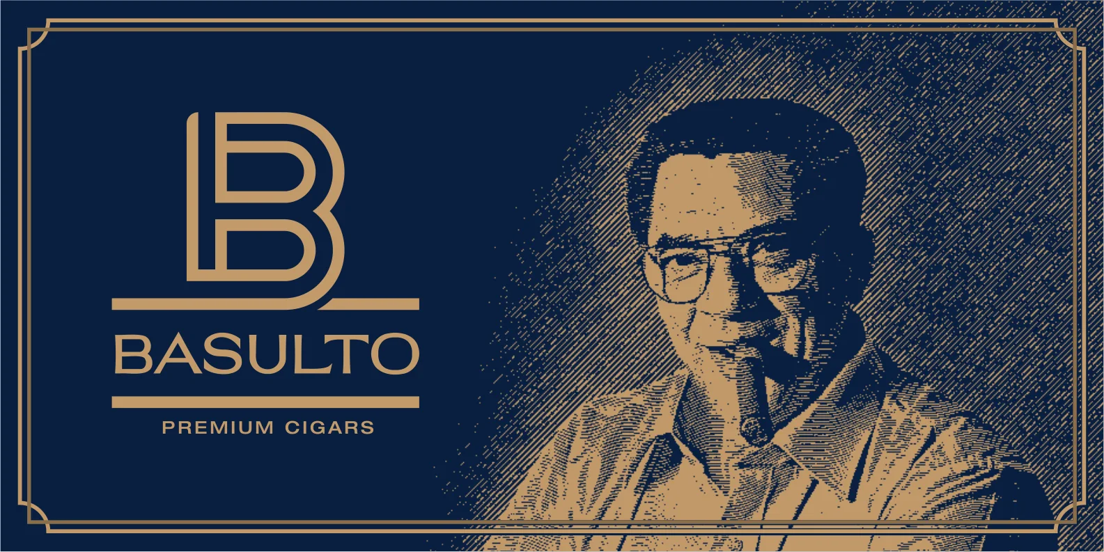 Basulto Vista — Blue on gold paper